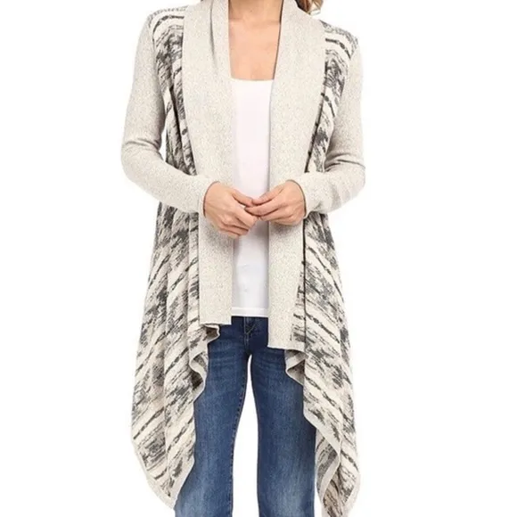 Lucky Brand | Aztec Print Knit Waterfall Cardigan
