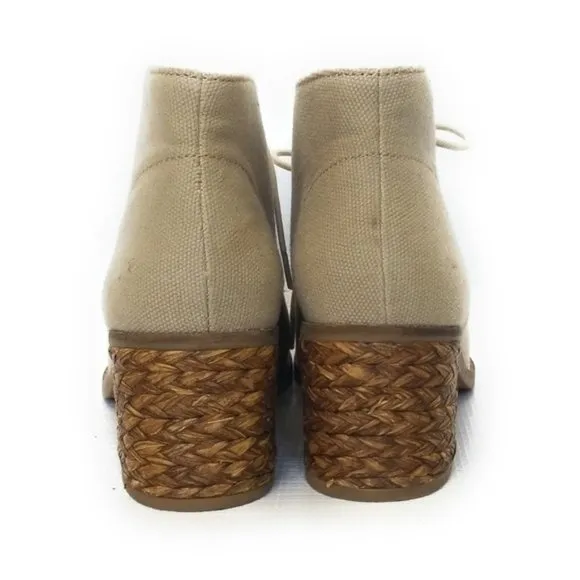 Lucky Brand Hale Canvas Ankle Booties in Natural Tan Womens Size 8
