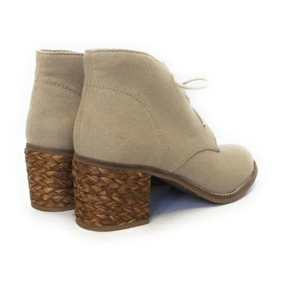 Lucky Brand Hale Canvas Ankle Booties in Natural Tan Womens Size 8