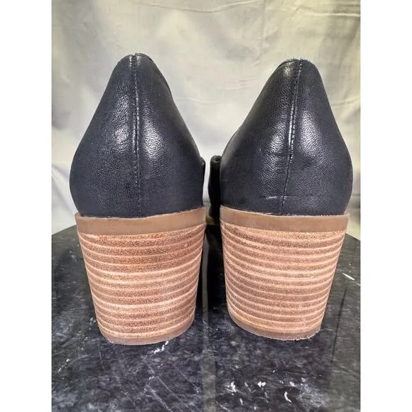 Lucky Brand Raheema Sandals Block Heel D'Orsay Black Leather Women's Size 8.5 US