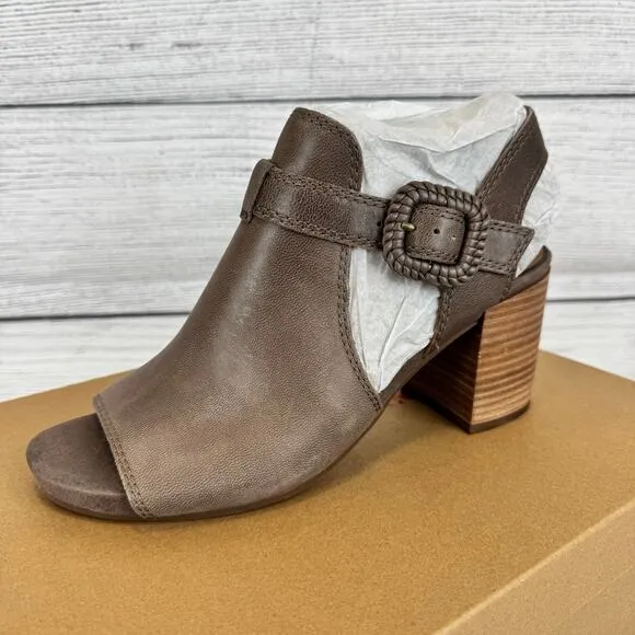 Lucky Brand Women's Juliane Coffee Lima Nubuck Block Heel Sandals Size 9.5
