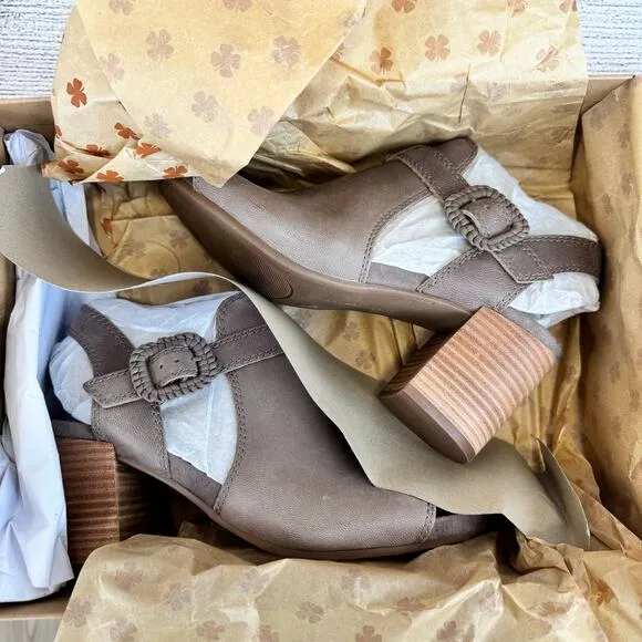 Lucky Brand Women's Juliane Coffee Lima Nubuck Block Heel Sandals Size 9.5
