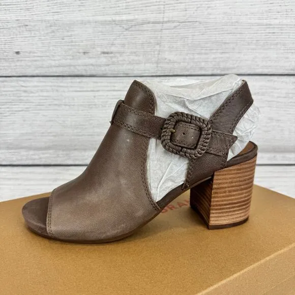 Lucky Brand Women's Juliane Coffee Lima Nubuck Block Heel Sandals Size 9.5