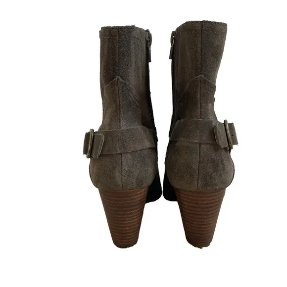 Lucky Brand Women’s Majoko Suede Mid-calf Harness Boots Size 7.5 Dark Moss Green