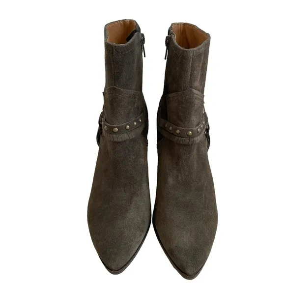 Lucky Brand Women’s Majoko Suede Mid-calf Harness Boots Size 7.5 Dark Moss Green