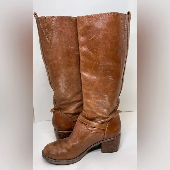 LUCKY BRAND Women’s Rollie Leather Boots in Tan Size 8M