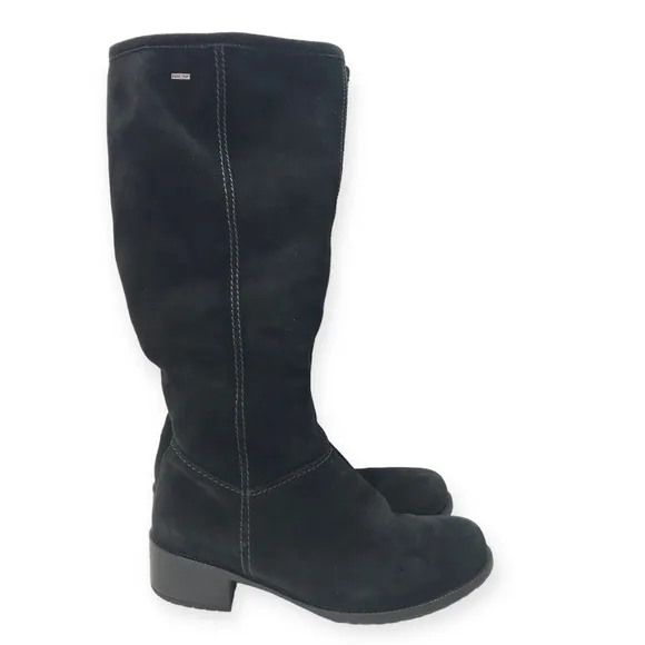 Luftpolster Ara Black Suede Leather Mid Calf Fleece Lined Zip Up Boots 9.5