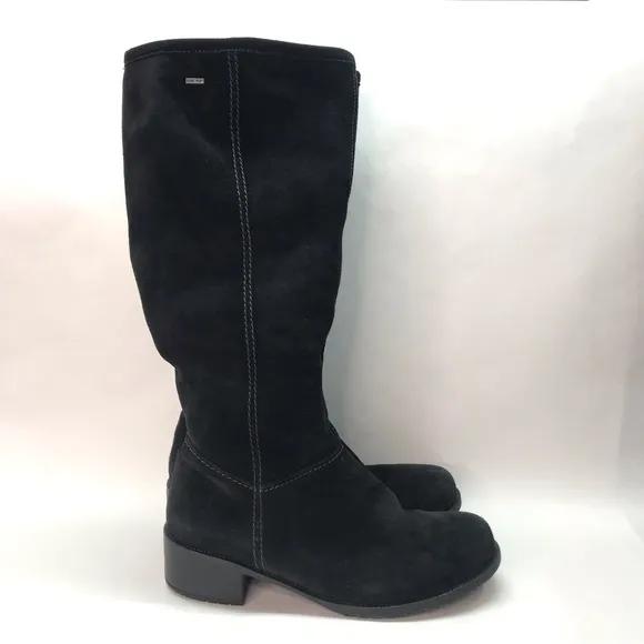 Luftpolster Ara Black Suede Leather Mid Calf Fleece Lined Zip Up Boots 9.5