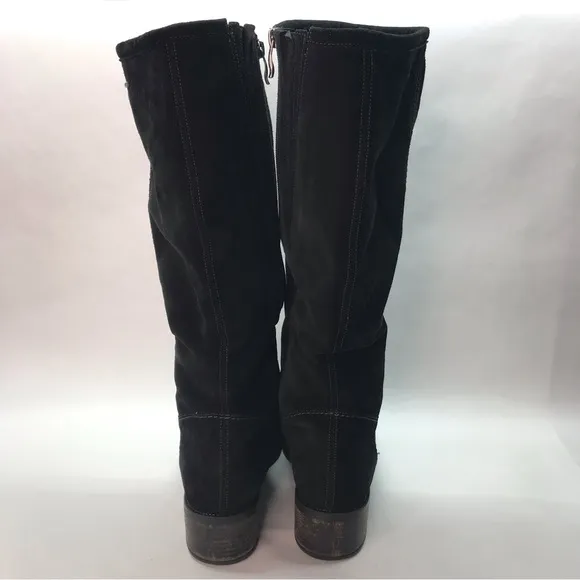 Luftpolster Ara Black Suede Leather Mid Calf Fleece Lined Zip Up Boots 9.5