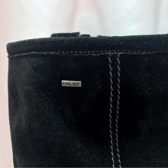 Luftpolster Ara Black Suede Leather Mid Calf Fleece Lined Zip Up Boots 9.5