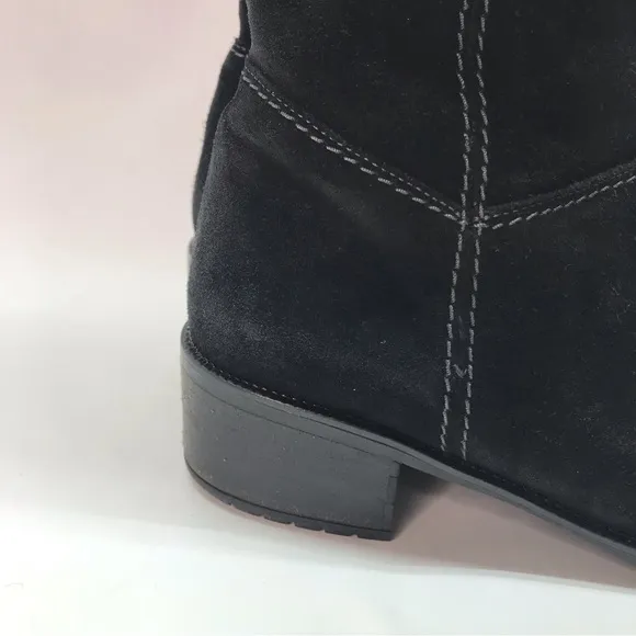 Luftpolster Ara Black Suede Leather Mid Calf Fleece Lined Zip Up Boots 9.5