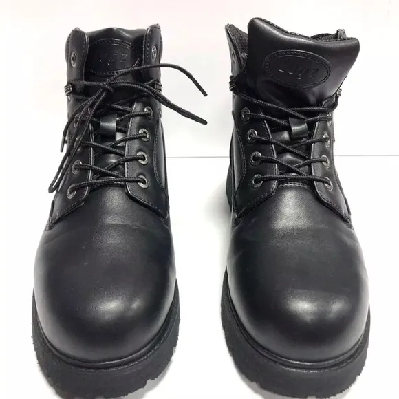 Lugz, Mortar Mid St, Black Leather Boots, Men’s Size 12M