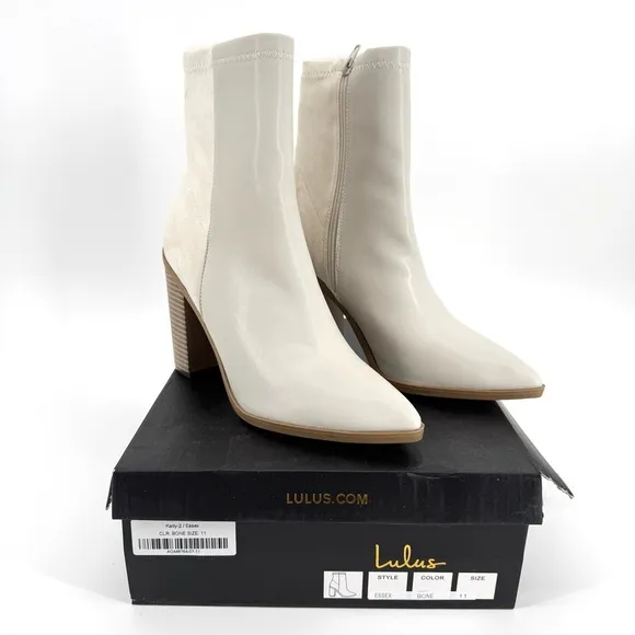 Lulu’s Mid-Calf Booties in Bone Color Size 11 New In Box