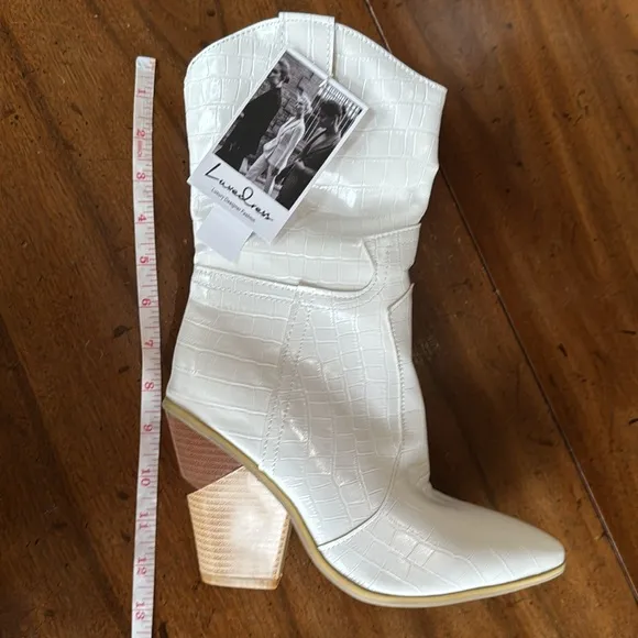 Luxedress Classy Croc Effect Geometric Heel Boots Women’s size 39