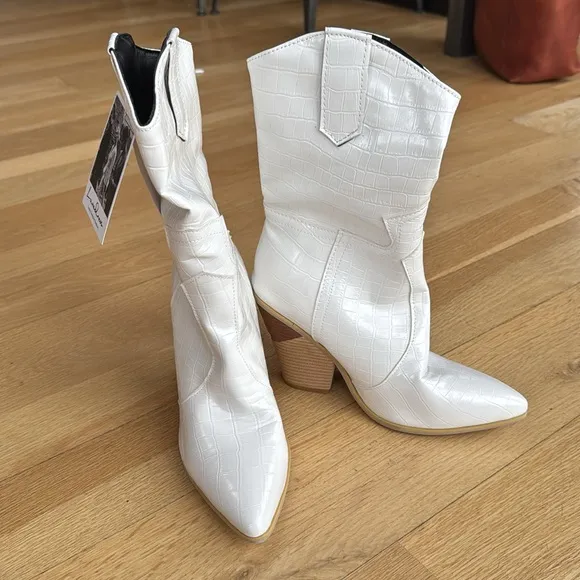 Luxedress Classy Croc Effect Geometric Heel Boots Women’s size 39