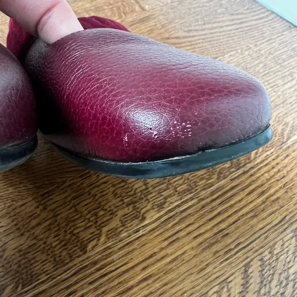 M GEMI Ballare Ballet Flats Burgundy Suede Leather Mary Jane Italy Square Toe 39