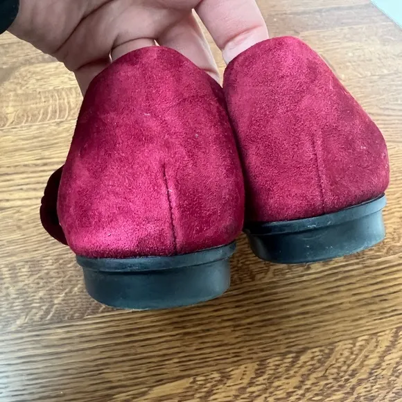 M GEMI Ballare Ballet Flats Burgundy Suede Leather Mary Jane Italy Square Toe 39