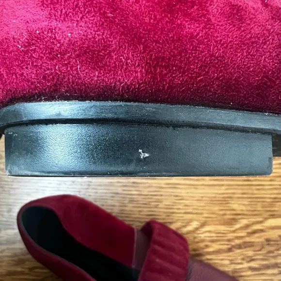 M GEMI Ballare Ballet Flats Burgundy Suede Leather Mary Jane Italy Square Toe 39