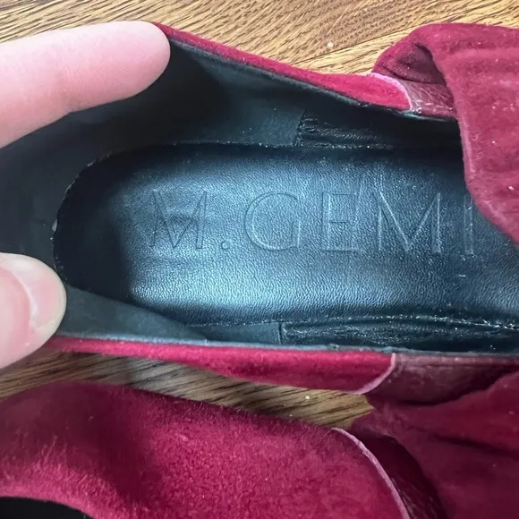 M GEMI Ballare Ballet Flats Burgundy Suede Leather Mary Jane Italy Square Toe 39
