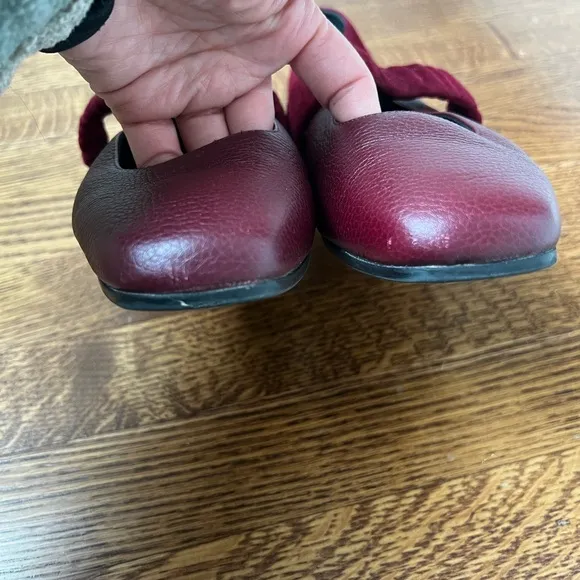 M GEMI Ballare Ballet Flats Burgundy Suede Leather Mary Jane Italy Square Toe 39