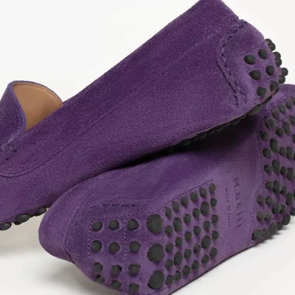 M Gemi Felize Suede Driving Loafers Purple Grape Size 8.5 38.5
