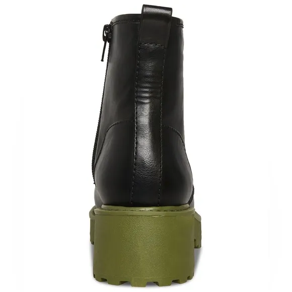 MADDEN GIRL WOMENS CARRA COMBAT BOOT BLACK/OLIVE