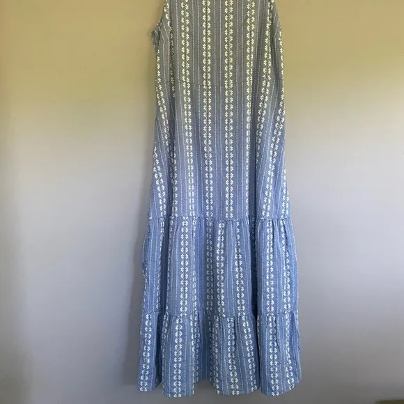 Madewell Embroidered Button-Back Tiered Sundress