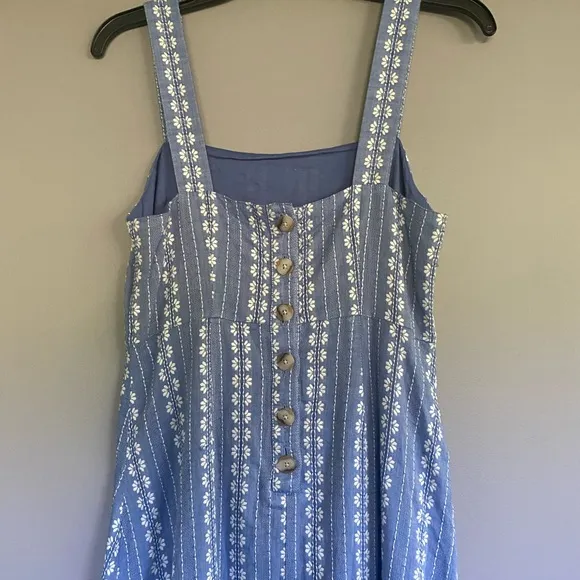 Madewell Embroidered Button-Back Tiered Sundress