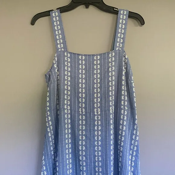 Madewell Embroidered Button-Back Tiered Sundress