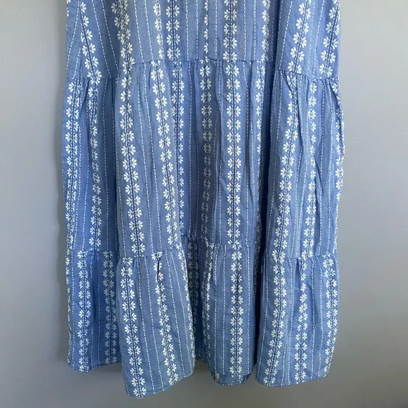 Madewell Embroidered Button-Back Tiered Sundress