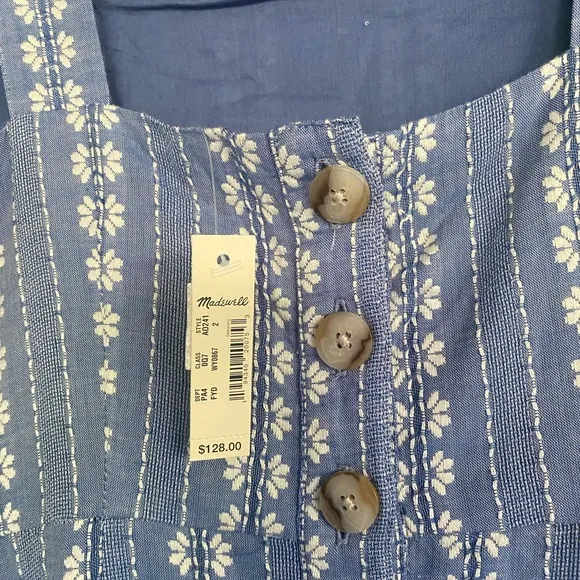Madewell Embroidered Button-Back Tiered Sundress