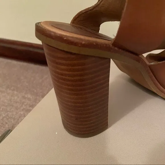 Madewell Frida Criss Cross Brown Leather Block Heel Sandals