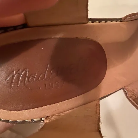 Madewell Frida Criss Cross Brown Leather Block Heel Sandals