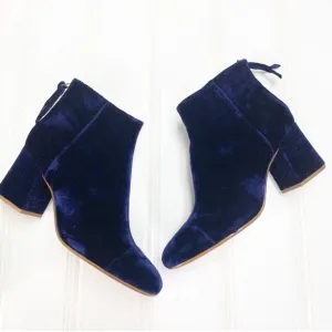Madewell Jillian Blue Velvet Night Ankle Boots 6