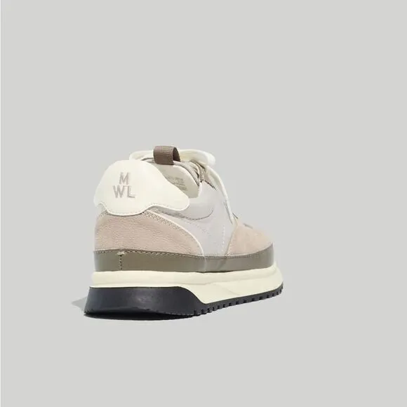 Madewell MWL Kickoff Trainer Sneakers in Leather in Greige size 9