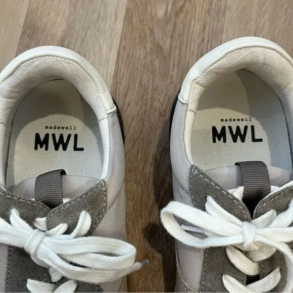 Madewell MWL Kickoff Trainer Sneakers in Leather in Greige size 9