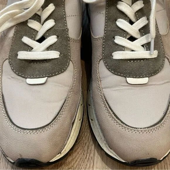 Madewell MWL Kickoff Trainer Sneakers in Leather in Greige size 9