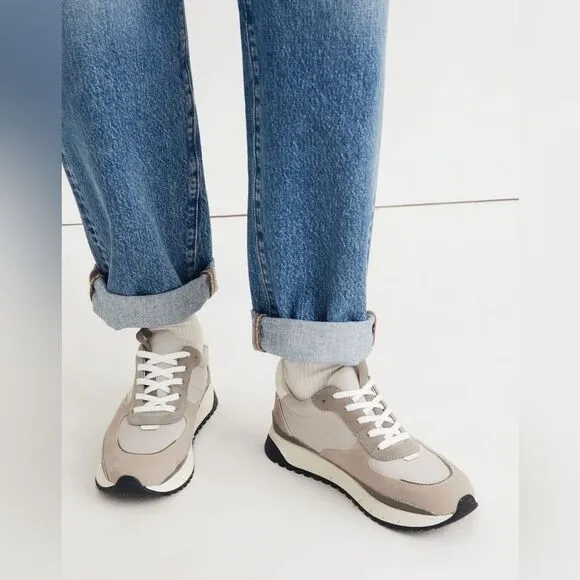 Madewell MWL Kickoff Trainer Sneakers in Leather in Greige size 9