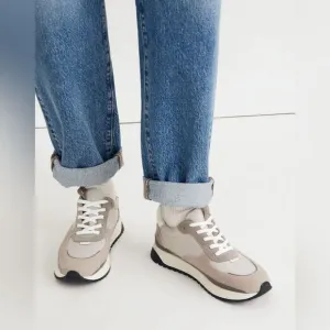Madewell MWL Kickoff Trainer Sneakers in Leather in Greige size 9