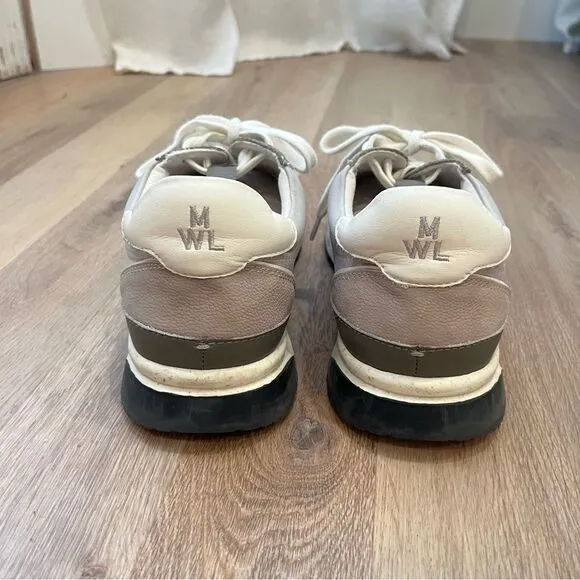 Madewell MWL Kickoff Trainer Sneakers in Leather in Greige size 9