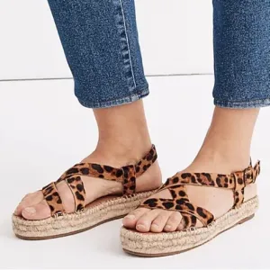 Madewell sandals The Malia Espadrille Sandal in Leopard Calf Hair
