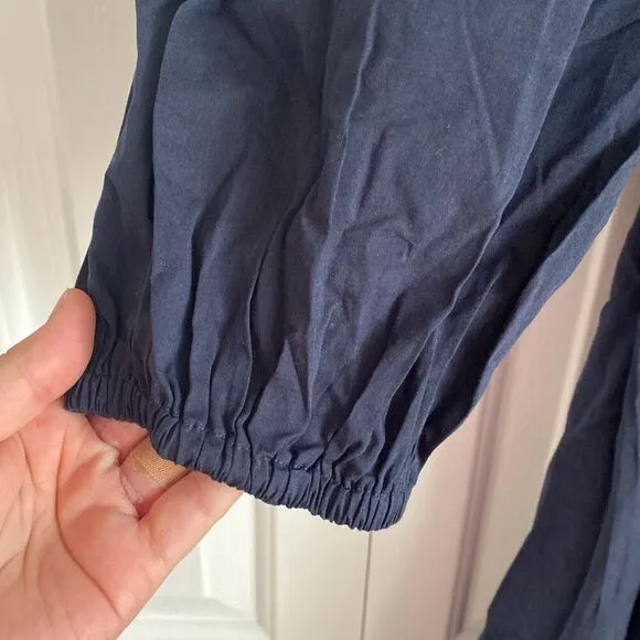 Madewell‎ Square-Neck Open Back Puff-Sleeve Mini Dress Navy Babydoll Size 6