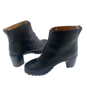Madewell The Alyce Zip Front Lug Sole Chunky Heeled Boots Black Size 9