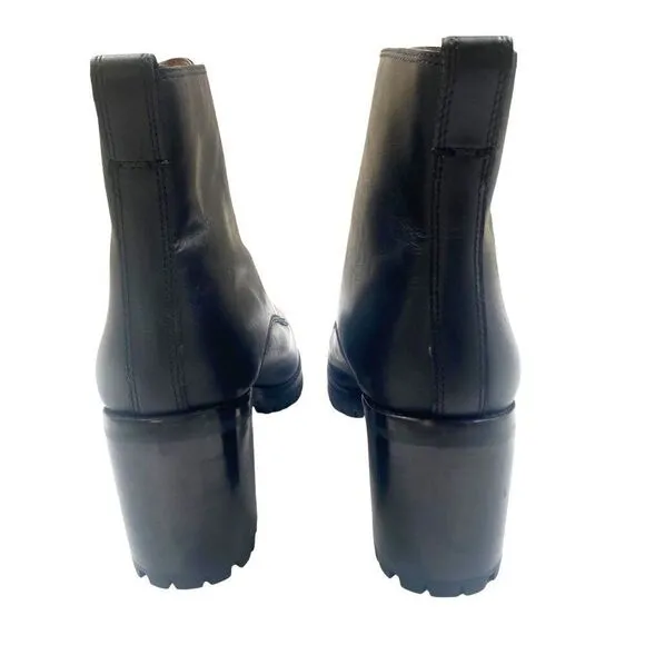 Madewell The Alyce Zip Front Lug Sole Chunky Heeled Boots Black Size 9