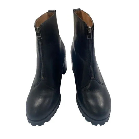 Madewell The Alyce Zip Front Lug Sole Chunky Heeled Boots Black Size 9