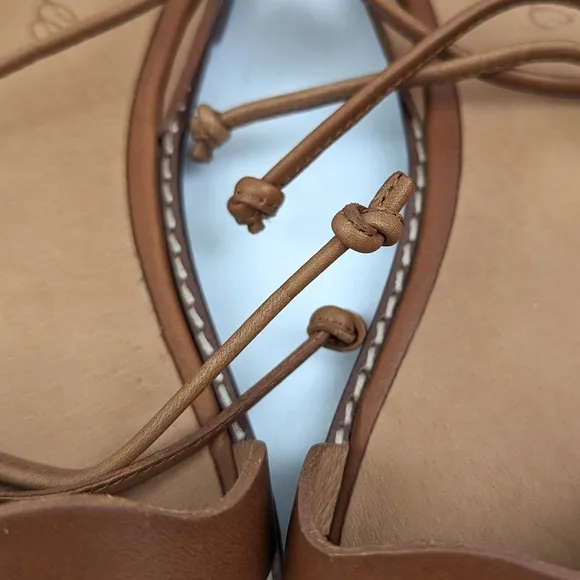 Madewell The Wave Gladiator Sandals Leather Lace Up Flats Cognac Brown size 7.5