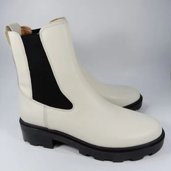 Madewell The Wyckoff Chelsea Lug Sole Boots Size 9.5 Pale Parchment LEATHER NEW