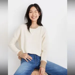 madewell tipped cashmere crewneck sweater