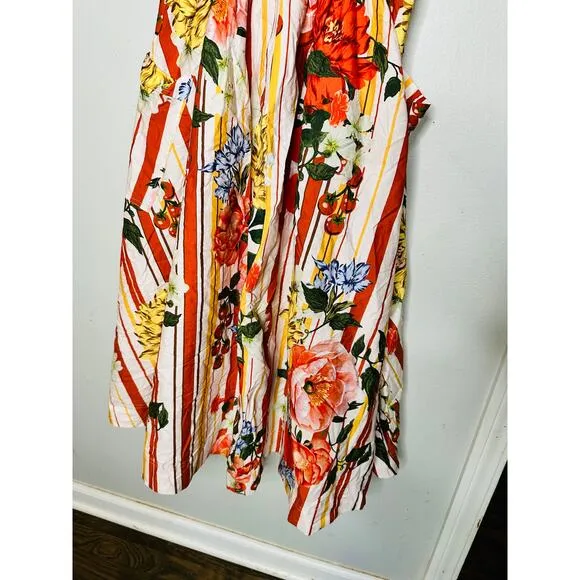 Maeve by Anthropologie Floral Striped Strapless A-Line Midi Dress NWT Size XS
