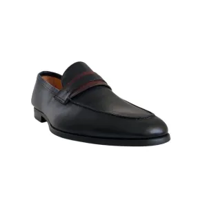 Magnanni Daniel Leather Penny Loafers in Black/Midbrown Men's Size 12